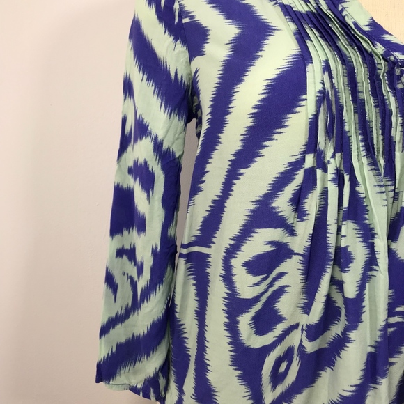 Anthropologie " Vanessa Virginia" Blue & Mint Top - Picture 3 of 8